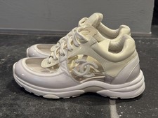 CHANEL patent leather white COCO MARK Sneaker Shoes Women Genuine