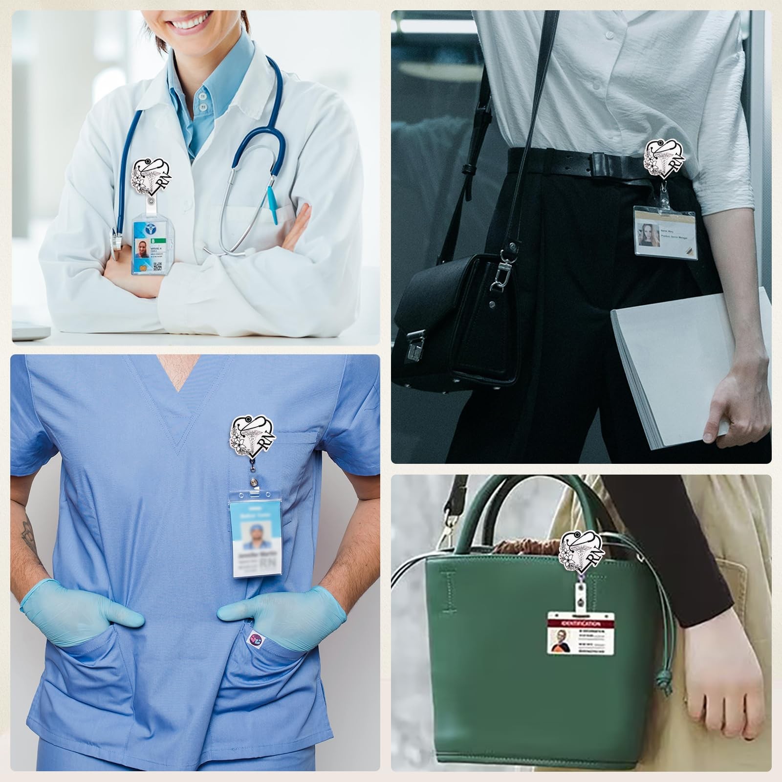 как выглядит Elegant RN Badge Reel with Swivel Alligator Clip, Cute Registered Nurse Retra... фото