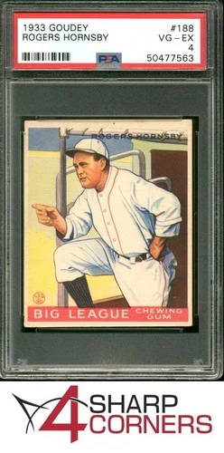 1933 GOUDEY #188 ROGERS HORNSBY RC HOF PSA 4