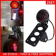 2x Side Mount LED Tail Light License Plate Bracket For Bobber Chopper 3/4" Axle