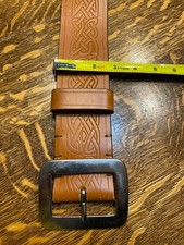 Kilt belt   2    wide Brown HD leather embossed Celtic Knot
