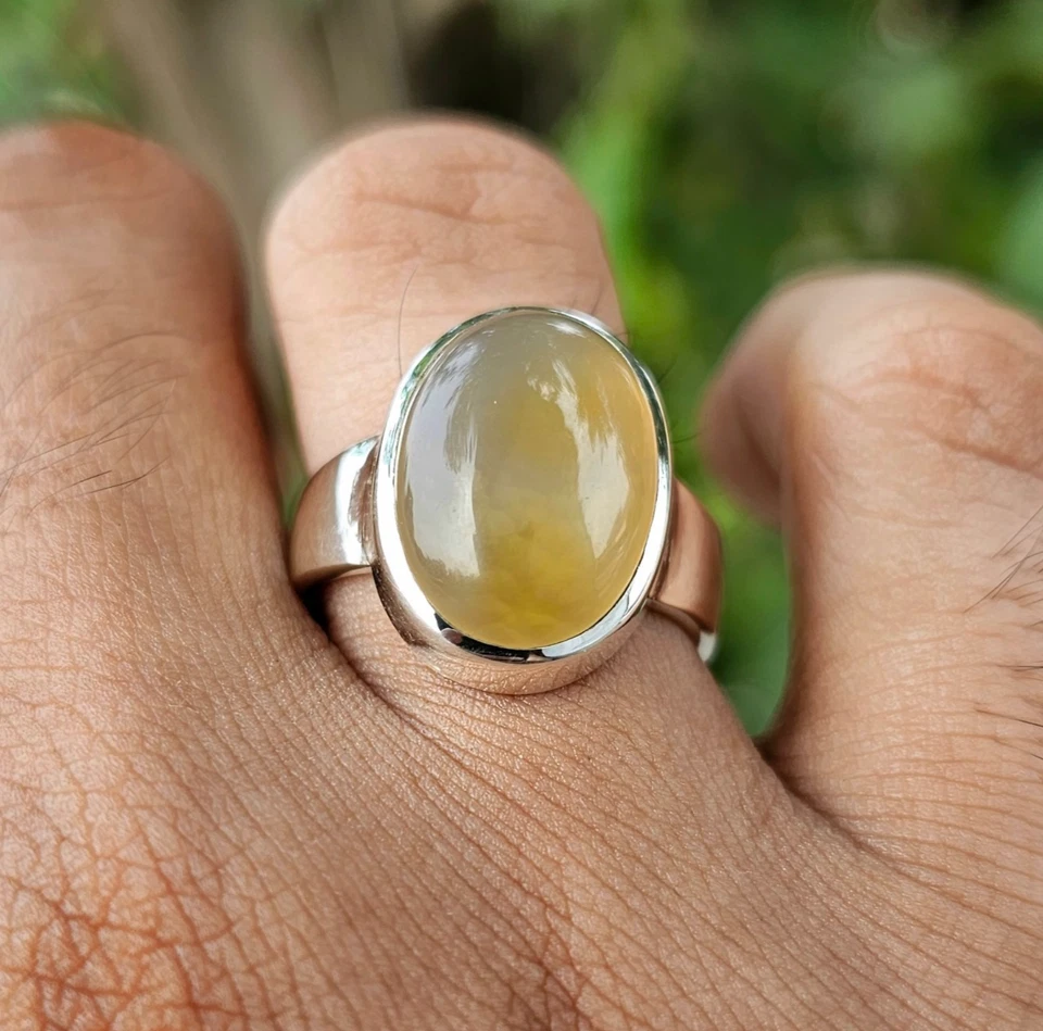 Natural Yemeni Aqeeq Ring, 925 Sterling Silver Handmade Agate Ring For Men - Image 2 of 4