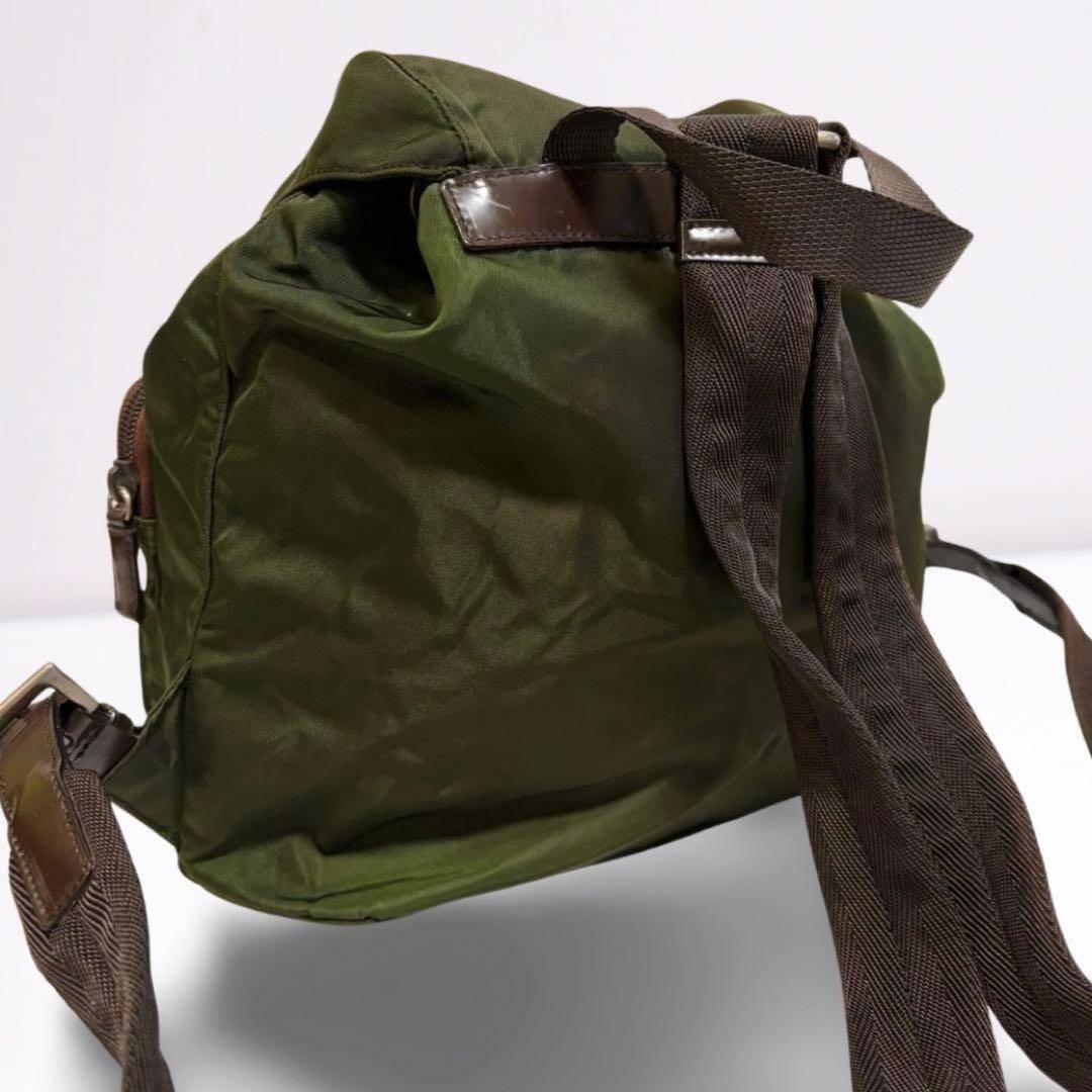 PRADA mini backpack khaki green triangular logo n… - image 4