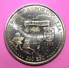 S8 - Portugal 200 Escudos 1999 Brilliant Uncirculated Coin - Discovery of Brasil