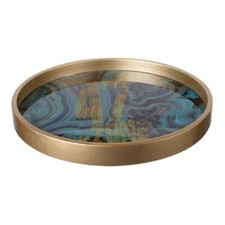 Livonia Tray Blue Swirl Gold Indoor Outdoor Home Decor Tabletop Decoration
