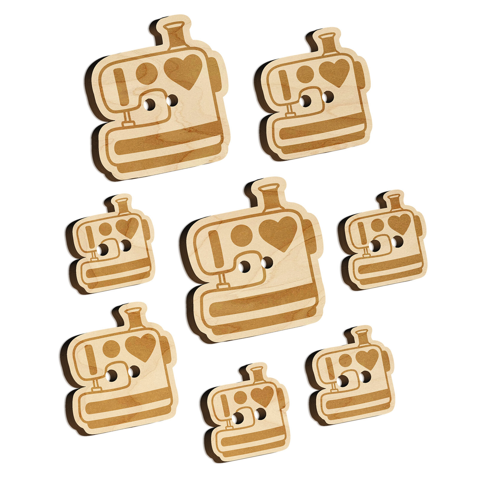 Sewing Machine with Heart Wood Buttons for Sewing Knitting Crochet DIY Craft