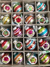 20 Radko Shiny Brite Mini Glass Indent Reflector Christmas Ornaments Retro VTG