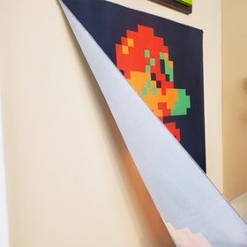 8 bit Samus Aran Metroid banner 18x24" tapestry NES wall flag retro game room