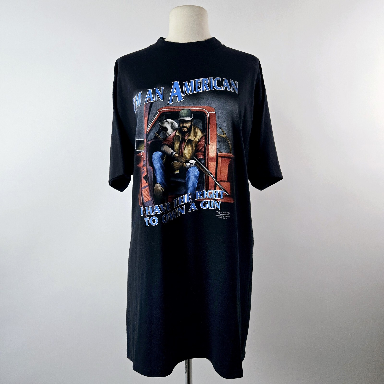 Vintage 1992 Harley Davidson 3D Emblem “I’m An American Gun Rights” T-Shirt XL