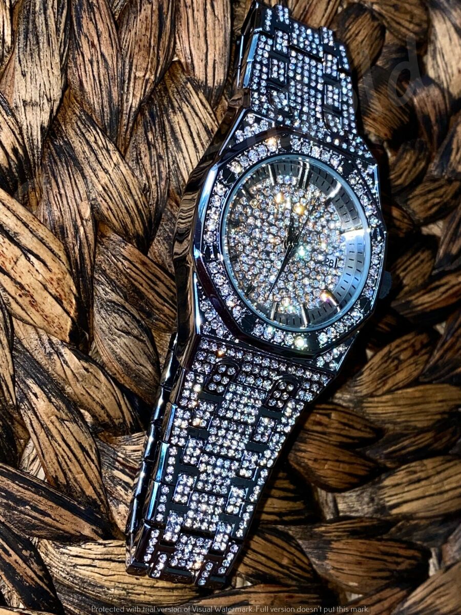 Mens Custom Fully Ice out Bling Octagonal Watch Iced Cz Mens Custom Fully Ice out Bling Octagonal Watch Iced Cz