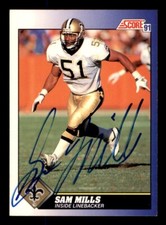 1991 Score Football #61 Sam Mills Signed Autograph (no COA)