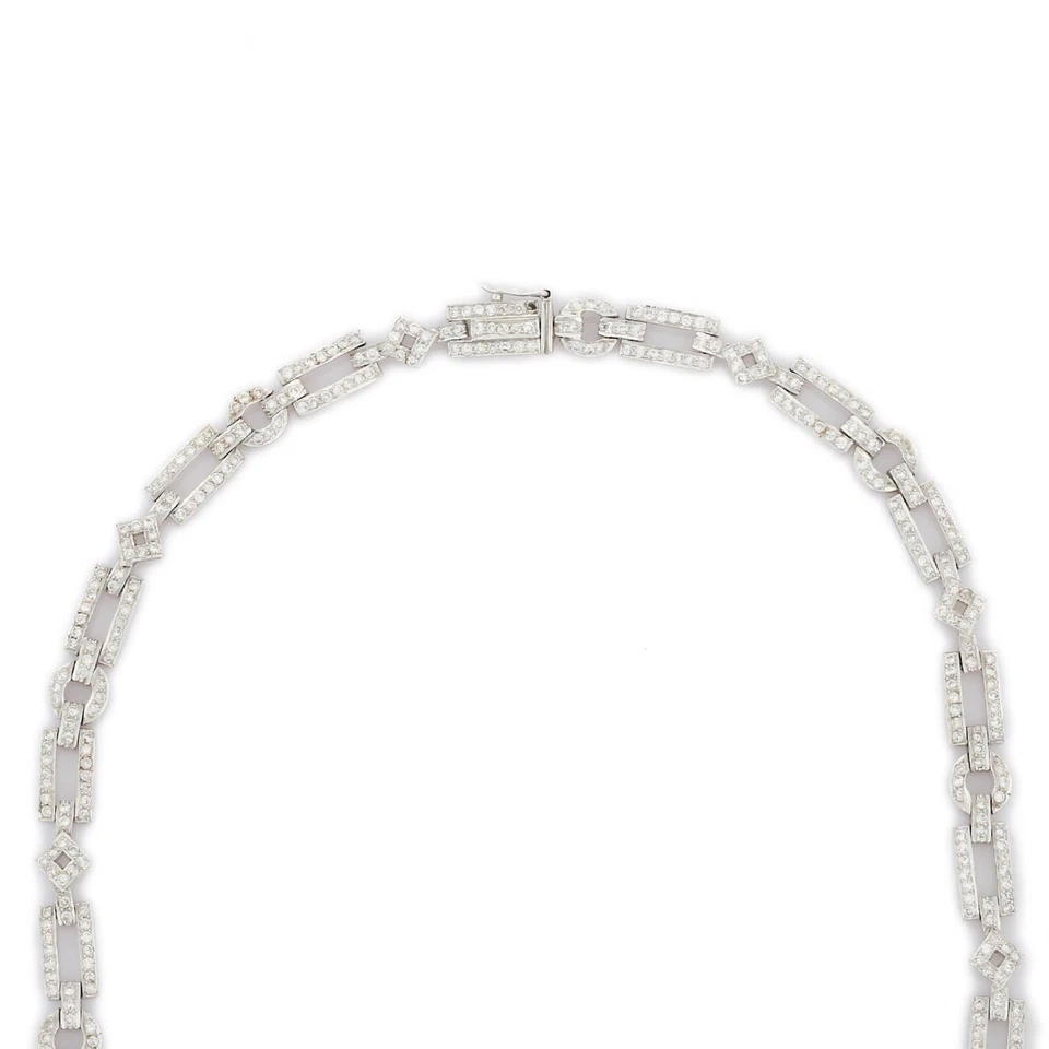 Collar de tenis de diamantes de corte redondo de 6,35 quilates creado en laboratorio de eslabones finos simples de diseñador Foto 4 de 4