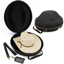 CASEMATIX Cowboy Hat Travel Case – Hard Shell Western Hat Box w/ Strap & Foam