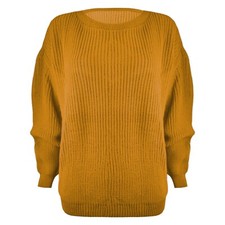 LADIES WOMENS CHUNKY BASIC KNITTED CASUAL COSY BAGGY WINTER JUMPER TOP SIZE S-XL