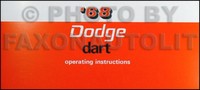 1968 Dodge Dart Owners Manuell 68 270 Gt GTS Owner Betreiber FüHrung Buch