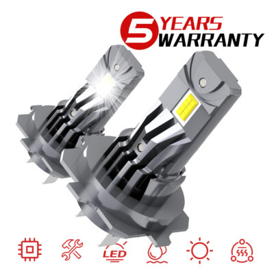 H7 LED Headlight Bulb Kit High Beam 6000K Cool White Bulbs Bright Lamp 2x CANBUS