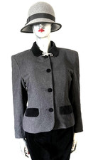 Vintage Charlotte Halton Jacket Tailored Wool Blend Velvet Collar Buttons 12