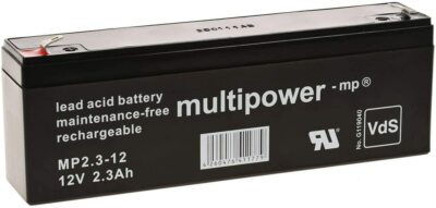 2 x Multipower Bleiakku MP2,3-12 - 12V Faston 4,8 mm VDS - Ersetzt MP2,2-12
