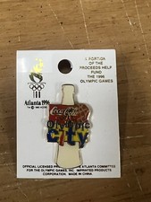 Vintage 1996 Coca Cola Atlanta Olympic City Coke Bottle Lapel Hat Pin