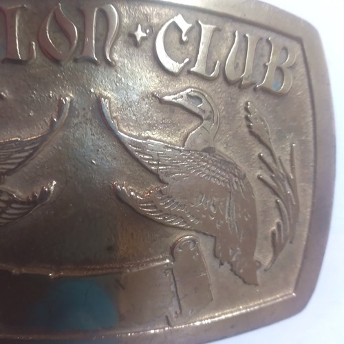 Vintage Epsilon Club Belt Buckle Ducks Mallards Brass BBM Signed - Picture 3 of 8