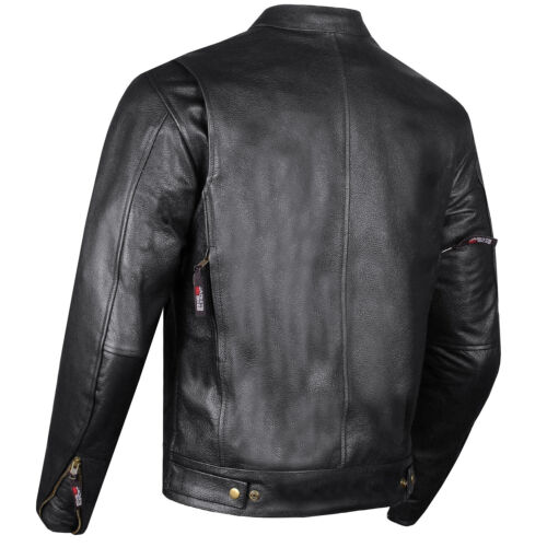 Chaqueta de motocicleta de cuero búfalo natural premium para hombre Commuter armadura CE - Imagen 12 de 20