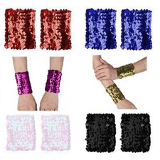 Women's Shiny Arm Cuffs 1 Pair Sequins Sparkle Oversleeve Rave Dance Costume