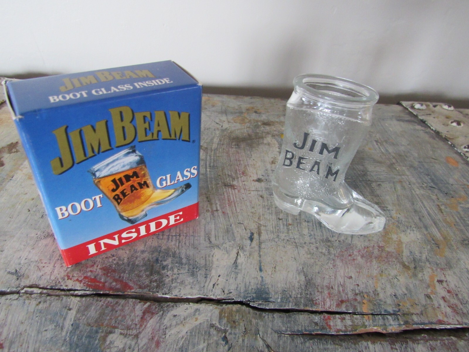 Vintage Jim Beam Boot Shot Glass 3” Tall New in Box 1993 eBay