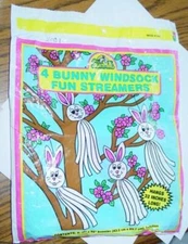(4) Sun Hill EASTER Bunny WINDSOCK Streamers - 32" Inches Yard Flag Vintage 1994