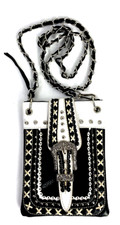 Western Style crossbody bag phone pouch Black...