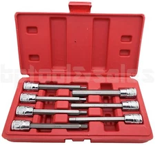 7pc 3/8" DR. Extra Long Hex Bit Socket Set (SAE) Long 110mm Shank Hand Tool
