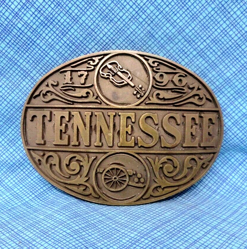 Tennessee Statehood 1796 Hebilla de Cinturón Latón Sólido De Colección Premio Diseño Medallas .QRT338 Foto 2 de 4