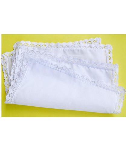 New Ladies White Cotton Handkerchiefs Crochet Lace Hanky -30cm - Picture 5 of 7
