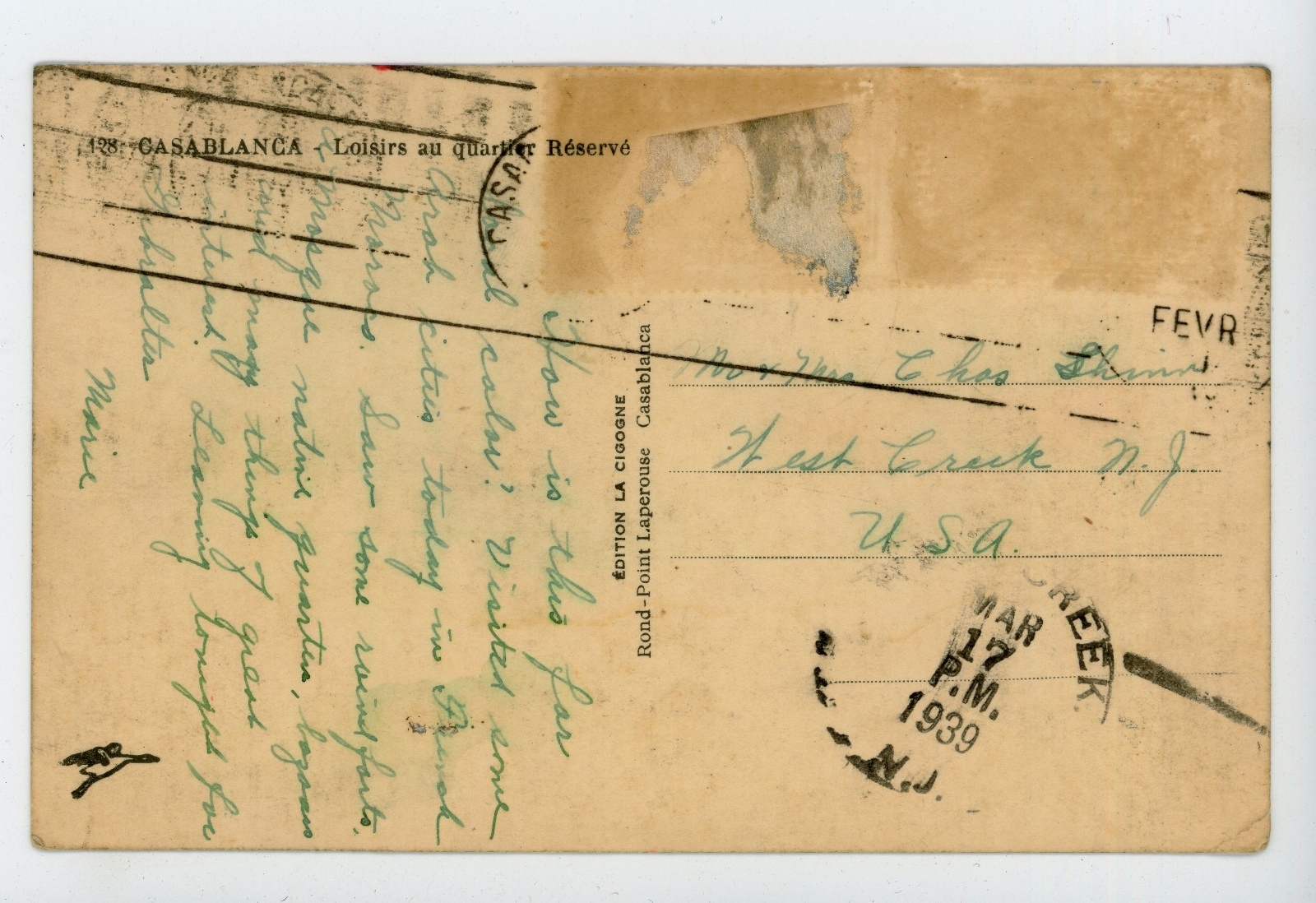 “Loisirs” Street Kids Playing Cards CASABLANCA Antique CPA Maroc—Morocco 1930s