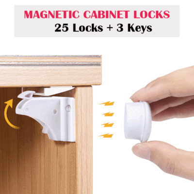 Baby Safety Cupboard Lock Invisible Magnetic Cabinet &Drawer Locks Child Proof