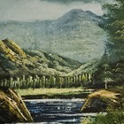 ORIGINAL OIL PAINTING FT. RIVER, FOREST  AND MOUNTAINS IN GOLD FRAME. VINTAGE. — photo 5