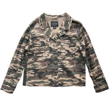 Sanctuary Anthropologie Womens L Green Camo Button 2 Pocket Shacket XJ9103A32906