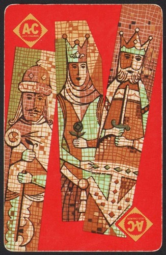 Vintage single playing card A-C ALLIS CHALMERS picturing the King Queen and Jack