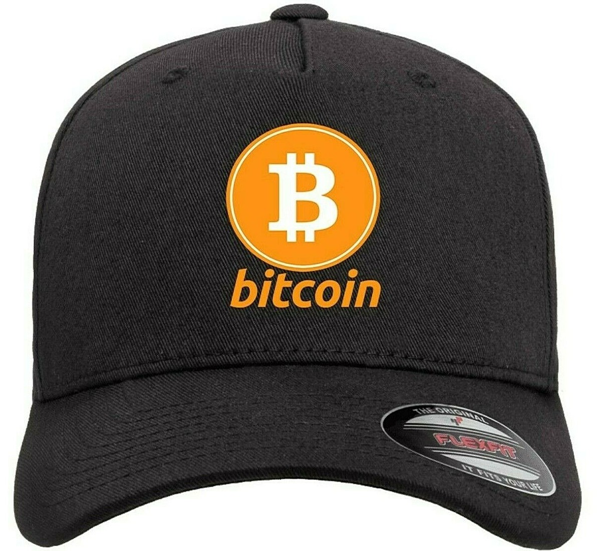 Bitcoin Logo Crypto Symbol Hat Flexfit Baseball Cap Printed Emblem S/M &  L/XL | eBay