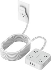25 FT Extension Cord Power Strip with Surge Protector 8 Outlet 3 USB for Office