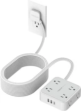 25 FT Extension Cord Power Strip with Surge Protector 8 Outlet 3 USB for Office