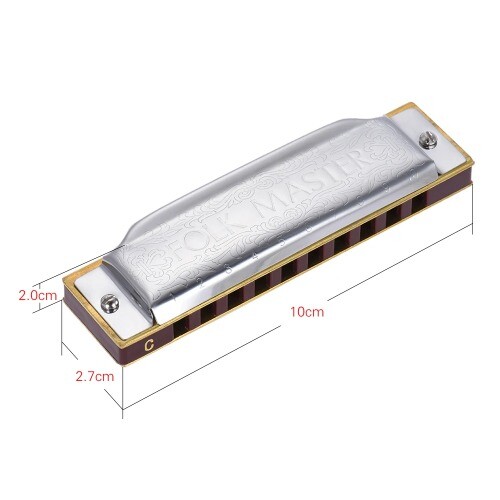 1072-C Folkmaster Standard 10-Hole Diatonic Harmonica Key of C 20 Tone Beginner - Picture 13 of 22