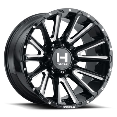 4-New 20'' Hostile H123 Typhoon Wheels 20x12 8x6.5/8x165.1 -44 Black Milled Rims