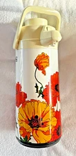 Retro Apollo Pump Air Pot Hot Drinks Dispenser Vacuum 1970s Vintage Floral 1.9L