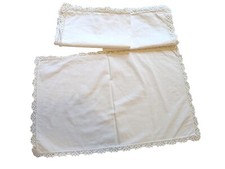 Tischdecke Platzdecken Set 3 Stück Weiß 47X30 cm Handarbeit Gehäkelt Gebraucht