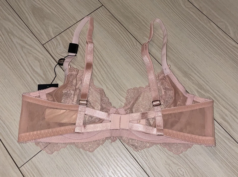 Dita Von Teese Metallic Lace Underwire Bra Vintage Peach Womens 34B 0488 New - Image 4 of 4