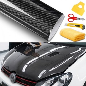 7D Premium Super Gloss Black Carbon Fiber Vinyl Wrap Bubble Free Air Release 6D
