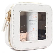Clear Makeup Bag Small Travel Cosmetic Case Transparent TSA Approved Mini White