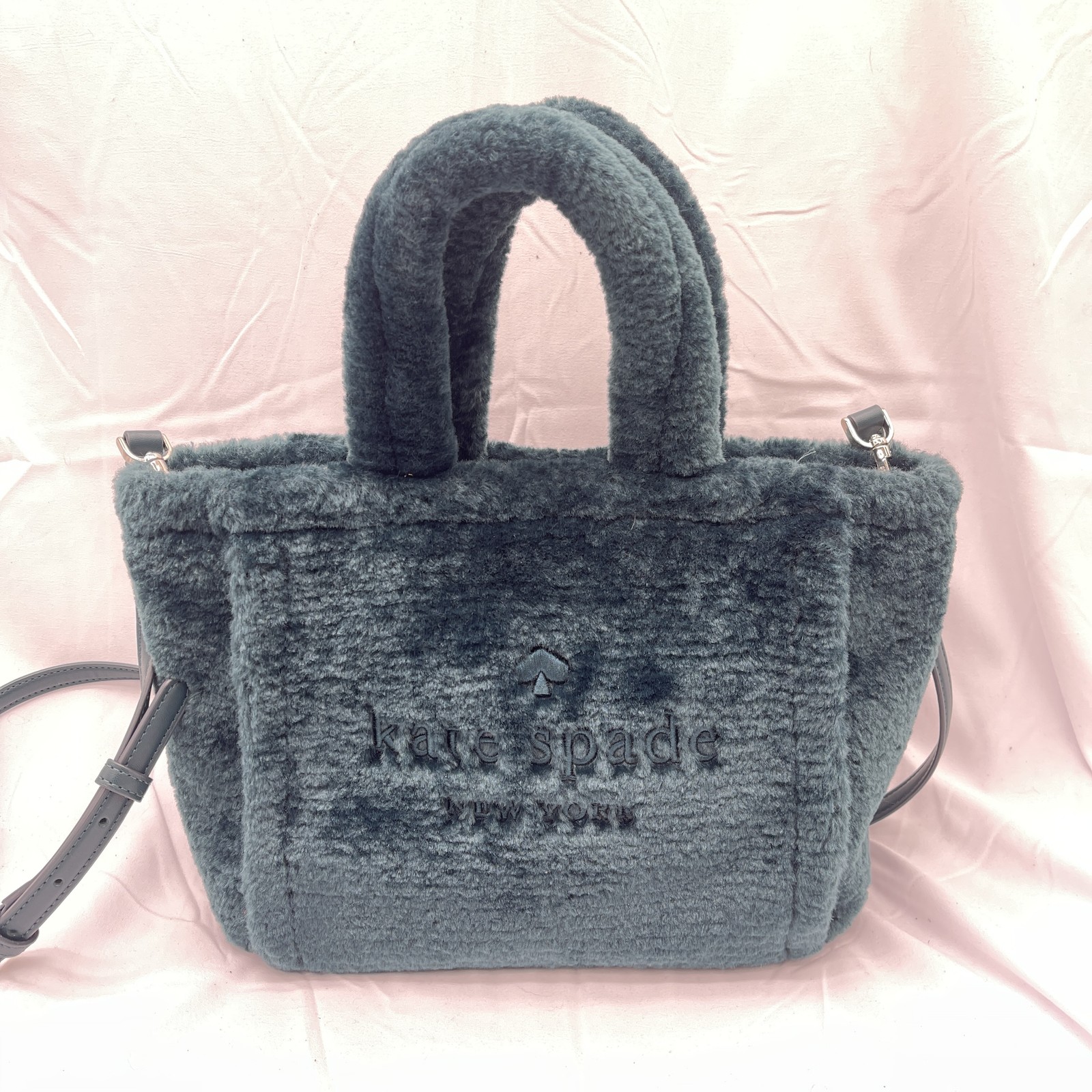 Kate Spade Womens Ella Tote Bag Faux Shearling K9390 Green