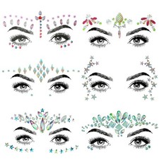 6 Pcs Music Festival Face Jewels, Rhinestone Rave Face Gems Glitter,Crystal B...