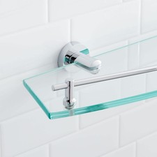 296442 24" Glass Bathroom Shelf Stain Resistant Wall Mount Floating Shelf